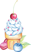 Ice Cream Cone with Cherry on Top png