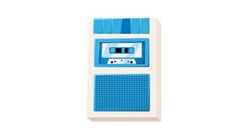 Retro audio music cassette recorder for voice recording old vintage with audio cassette hipster for geeks from 70s, 80s, 90s isolated on white background. Video in high quality 4k, motion design