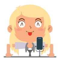 girl talk podcast playful face cartoon cute png