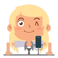 girl talk podcast visage heureux dessin animé mignon png