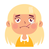 girl sick face cartoon cute png