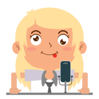 girl talk podcast playful face cartoon cute png