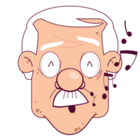 vieil homme sifflant visage dessin animé mignon png