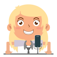 girl talk podcast visage heureux dessin animé mignon png