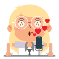 girl talk podcast in love face cartoon cute png