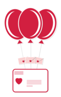 Liebesbrief mit Luftballons zum Valentinstag png
