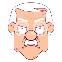 Oldman wütendes Gesicht Cartoon süß png