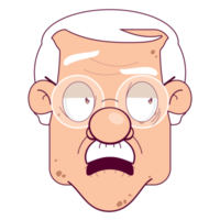 gammal man sjuk ansikte tecknad serie söt png
