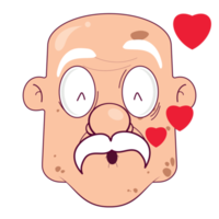 vieil homme amoureux visage dessin animé mignon png