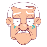 vieil homme qui pleure visage dessin animé mignon png