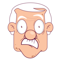 oude man verrast gezicht tekenfilm schattig png