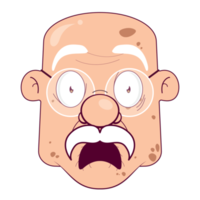 velho careca rosto surpreso desenho bonito png