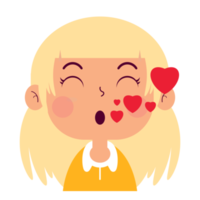 girl in love face cartoon cute png