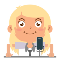 girl talk podcast visage heureux dessin animé mignon png