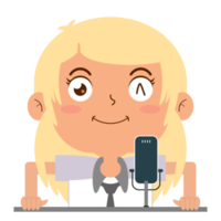 girl talk podcast visage heureux dessin animé mignon png