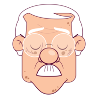 vieil homme sommeil visage dessin animé mignon png