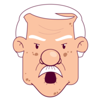 Oldman wütendes Gesicht Cartoon süß png