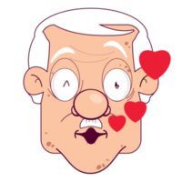 oldman in love face cartoon cute png