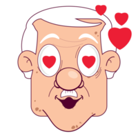 oldman in love face cartoon cute png