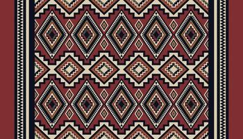 Ethnic southwest geometric pattern. Ethnic geometric diamond shape seamless pattern red-black color boho style. Kilim pattern use for carpet, area rugs, tapestry, mat, home decoration elements. vector