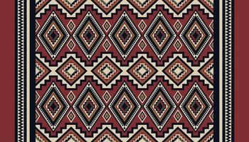 Ethnic southwest geometric pattern. Ethnic geometric diamond shape seamless pattern red-black color boho style. Kilim pattern use for carpet, area rugs, tapestry, mat, home decoration elements. vector