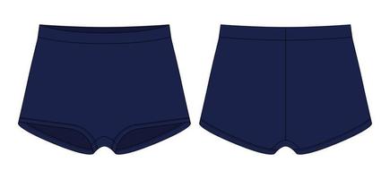 Blank girls knickers technical sketch. Dark blue color. Lady lingerie. vector