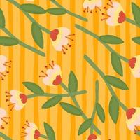 Folk flower seamless pattern in naive art style. Decorative floral wallpaper. vector