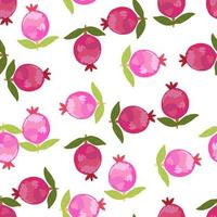 Hand drawn pomegranate fruit seamless pattern. Botanical fruits wallpaper. vector