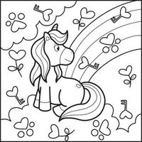 Valentines Day Unicorn Coloring pages vector