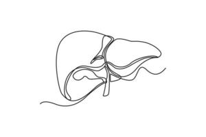 Single one line drawing liver anatomy. Human organ concept. Continuous line draw design graphic vector illustration.