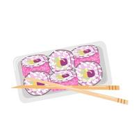 japanese sweets made of rice with fruit on a flat plate with bamboo sticks vector