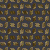 Seamless geometric pattern with golden symbols on dark blue background in art deco style. Vector print for fabric background