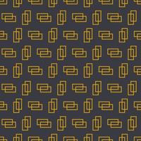 Seamless geometric pattern with golden symbols on dark blue background in art deco style. Vector print for fabric background