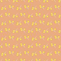 Seamless geometric pattern with yellow flowers on beige background. Vector print for fabric background, textile