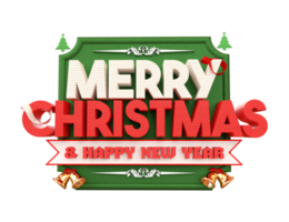 Merry Christmas and happy new year banner with 3d render label png