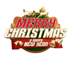 Merry Christmas and happy new year banner with 3d render label png