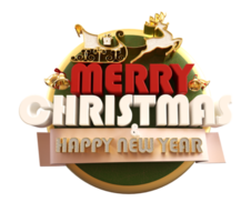 Merry Christmas and happy new year banner with 3d render label png