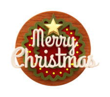 Merry Christmas and happy new year banner with 3d render label png