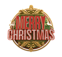 Merry Christmas and happy new year banner with 3d render label png