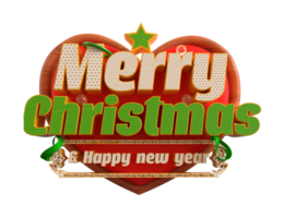 Merry Christmas and happy new year banner with 3d render label png
