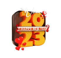 bonne année 2023 et noël avec étiquette de rendu 3d png