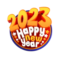 frohes neues jahr 2023 und weihnachten mit 3d-renderlabel png