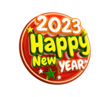 feliz año nuevo 2023 y navidad con etiqueta 3d render png