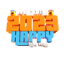 feliz ano novo 2023 e natal com rótulo de renderização 3d png