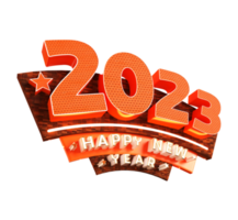 feliz ano novo 2023 e natal com rótulo de renderização 3d png