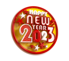 Happy new year 2023 and Christmas with 3d render label png