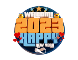 bonne année 2023 et noël avec étiquette de rendu 3d png