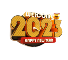 feliz año nuevo 2023 y navidad con etiqueta 3d render png