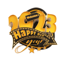 feliz año nuevo 2023 y navidad con etiqueta 3d render png