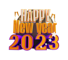 Happy new year 2023 and Christmas with 3d render label png